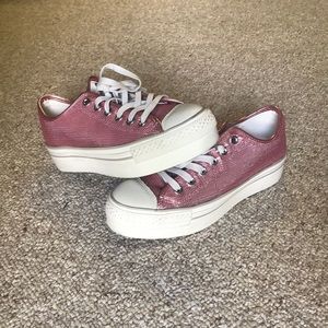Pink Sequin Platform Converse